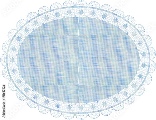 Blue Oval Lace Doily Background High Quality Isolated