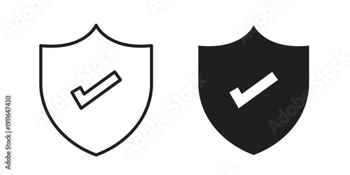 Shield check icon. linear style sign for mobile concept and website ui design