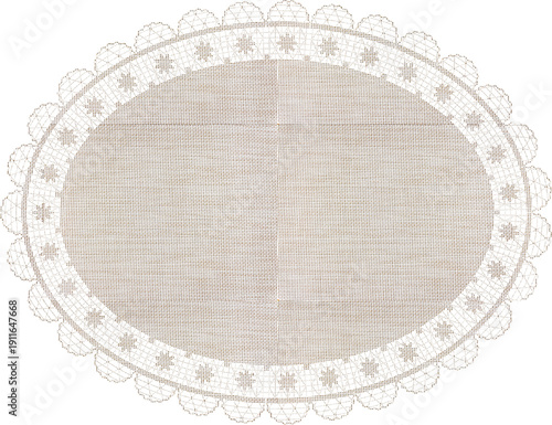 Beige Oval Lace Doily Background High Quality Isolated