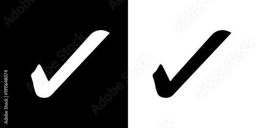 Black and white right tick check mark icon. flat style. tick icon for web site design, logo, app, UI design