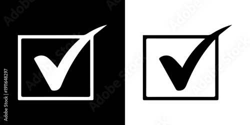 Black and white checkmark in box ui android web ios app website design