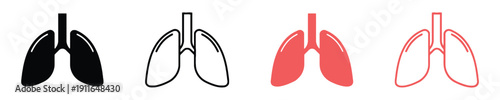 Human lungs icons in different colors and styles, symbolizing respiratory health
