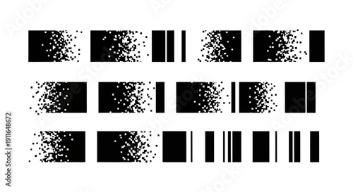 abstract black and white pixelated patterns depicting data dispersion and information flow perfect for tech and computing.