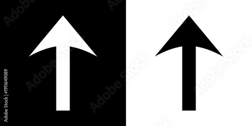 Black and white arrow graph up direction.