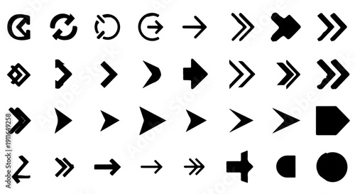 black arrow icons collection essential graphic elements for modern uiux design web navigation progress and refresh.