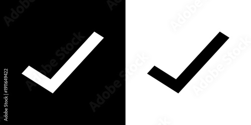 Black and white right tick check mark direction.