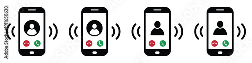 Incoming call notification icons on smartphone screens