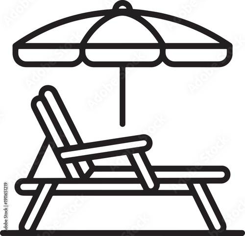 Beach chair and umbrella outdoor furniture for relaxation and shade