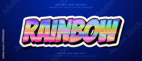 3D rainbow text effect with vibrant gradients on blue background