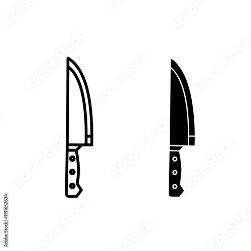 A pair of knives with black handles Vector
