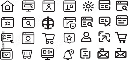Website icon set. for computer, web and mobile apps set liner vector with white background