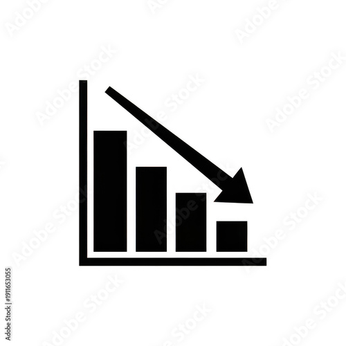 Free Download Black arrow pointing downwards with bar graph isolated on transparent background - GFXLoad