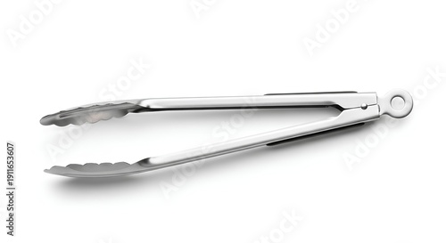 Stainless Steel Kitchen Tongs Isolated on White Background 1.