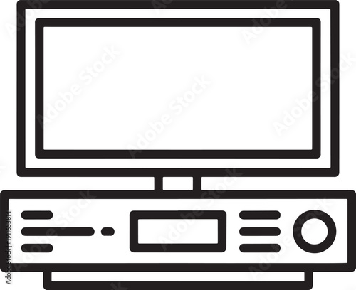 Computer monitor and cpu tower graphic illustration