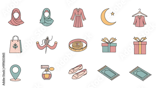 Collection of Islamic Cultural and Religious Symbols and Objects