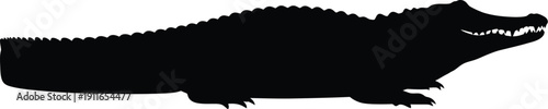Silhouette of a crocodile illustration on a plain background from a side viewpoint Whisk concept used