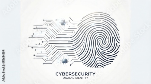 Digital Identity Fingerprint with Circuit Board Lines for Cybersecurity Concept