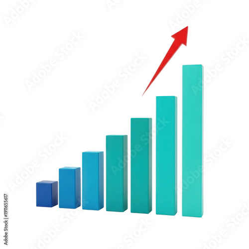 Free Download Growth chart with ascending green bars and red arrow isolated on transparent background - GFXLoad