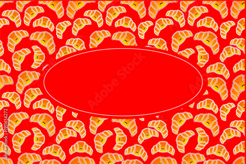 Seamless croissant pattern frame background. Croissant pattern frame design. Seamless pattern of cartoon croissant frame background.
