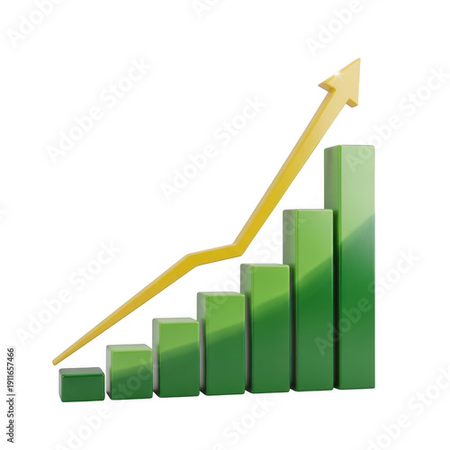 3d green bar graph with upward arrow trend isolated on transparent background Free Download 3d green bar graph with upward arrow trend isolated on transparent background - GFXLoad