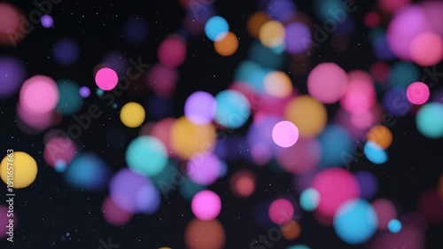 Colorful Bokeh Lights with Falling Snow Abstract Background
