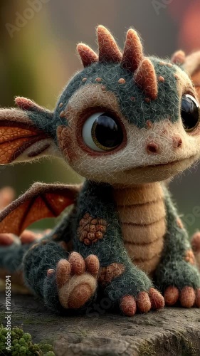 Cute Fantasy Baby Dragon with Big Eyes Portrait
