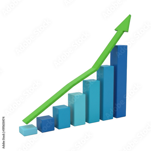 Free Download Green arrow showing growth on a bar chart isolated on transparent background - GFXLoad