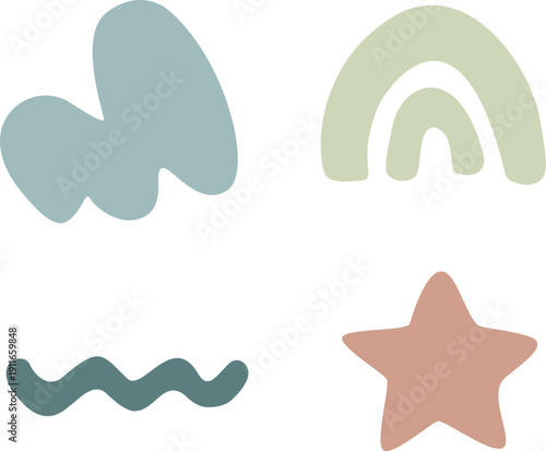 pastel colorful abstract seashells marine shapes vector