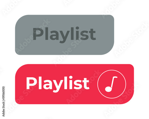 Playlist flat social media web button set. Music platform. Grouped video and audio content. Organize media. Song list. Minimal modern design. Isolated interactive call-to-action elements pack