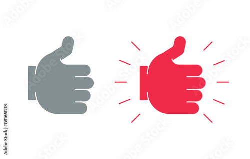 Thumbs up like flat social media web button set. User approval. Positive feedback. Engaged reaction. Vote up. Agree icons. Minimal modern design. Isolated interactive call-to-action elements pack