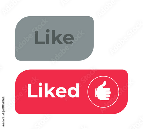 Like flat social media web button set. Positive feedback. Approval on video platform. Content liked. Viewer response. Minimal modern design. Isolated interactive call-to-action elements pack