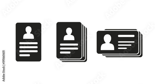Stacks of identification cards with profile icons and lines for details in a simple graphic representation