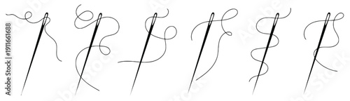 Needle and thread doodles, sewing, craft, hobby, fashion, creative, line art, abstract, textile, design