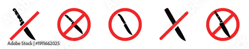No knife or weapon allowed warning sign set