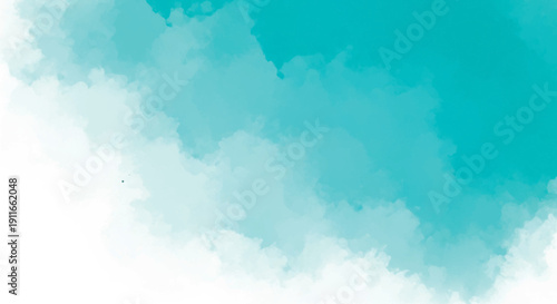 Abstract turquoise watercolor wash with white space, creating a soft background.