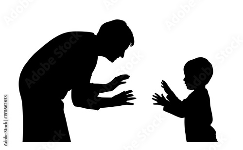 Elderly person and child with glowing portal silhouette, connectioneering and intergenerational bond concept, human connection and discovery vector