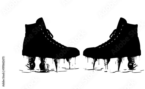 Sneakers with ice cream cone soles silhouette, surreal silliness and quirky fashion humor, whimsical footwear and imaginative street wear vector icon
