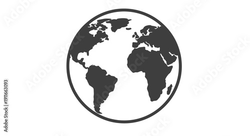 Black and White Globe Illustration.