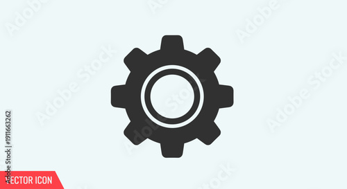 Black Gear Icon on White Background.