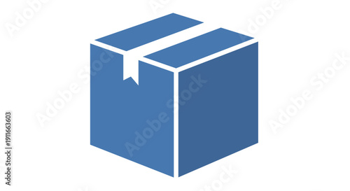 Blue Gift Box with Ribbon Illustration.