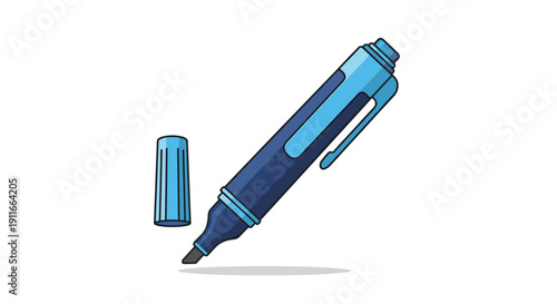 Blue Pen with Cap Removed.