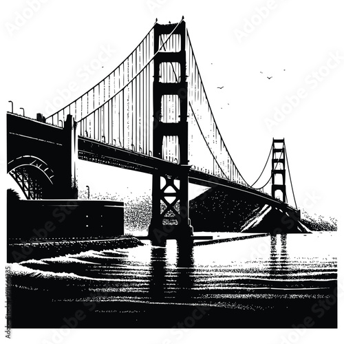 San Francisco Golden Gate Bridge Silhouette Art