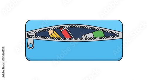 Blue Pouch with Colored Items Inside.