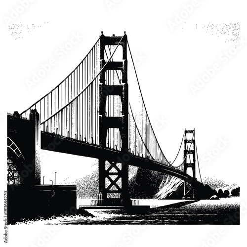 Golden Gate Bridge High Contrast Silhouette Artwork