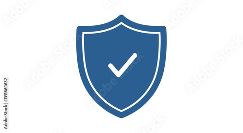 Blue Shield Icon with Checkmark Symbol.