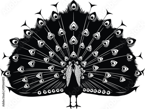 A majestic peacock displaying its vibrant feathers with intricate design in a stunning visual representation