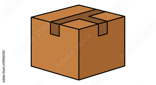 Brown Cardboard Box with Closed Flaps.