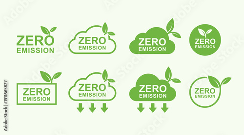 Zero Emission Sustainability Strategy Concept with Carbon Neutral Greenhouse Gas Reduction Vector Illustration