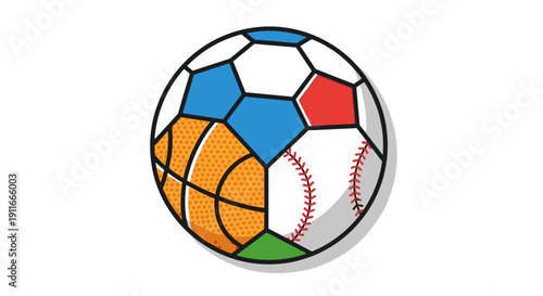 Collage of Various Sports Balls Illustration.