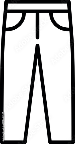 Minimalist Pair of Denim Pants or Trousers with Pockets and Belt Loops Outline Vector